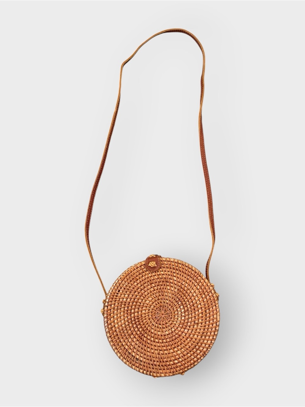 Round Woven Rattan Crossbody Bag - Boho Chic, Natural Woven Purse Beach